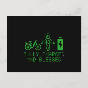 Carte Postale Vélo Électrique Chargé Et Bienheureux