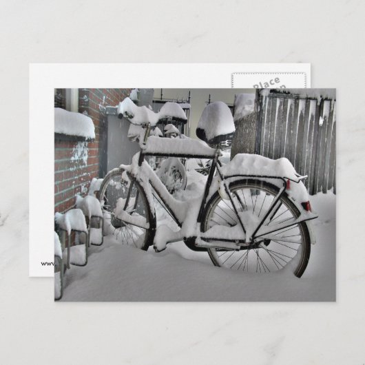Carte Postale Vélo en hiver (Devant / Derrière)