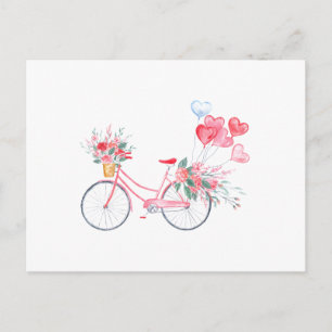 Carte Postale Vélo et ballons d'aquarelle