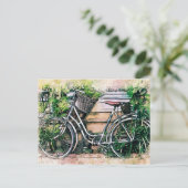 Carte Postale Vélo et panier dans le jardin (Debout devant)