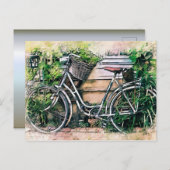 Carte Postale Vélo et panier dans le jardin (Devant / Derrière)