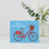 Carte Postale Vélo floral Joyeux Valentines_Bleu (Debout devant)