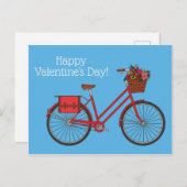 Carte Postale Vélo floral Joyeux Valentines_Bleu (Devant / Derrière)