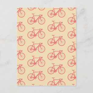 Carte Postale Vélo Moderne Silhouette Corail et Motif ivoire