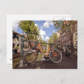 Carte Postale Vélo orange à Amsterdam Pays-Bas (Devant / Derrière)