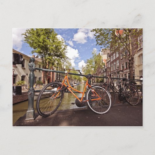 Carte Postale Vélo orange à Amsterdam Pays-Bas (Devant)