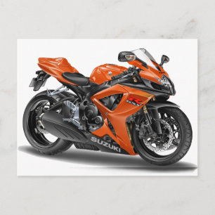 Carte Postale Vélo orange Suzuki GSX-R600