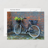 Carte Postale Vélo Panier à fleurs, Copenhague, Danemark (Devant / Derrière)