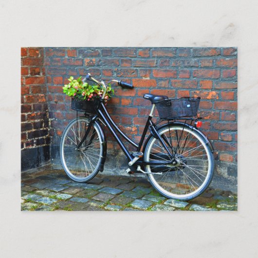 Carte Postale Vélo Panier à fleurs, Copenhague, Danemark (Devant)