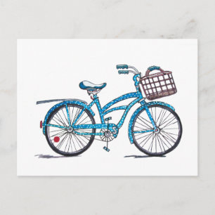Carte Postale Vélo Polka Dot Aquarelle