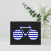 Carte Postale vélo rayé bleu et blanc (Debout devant)