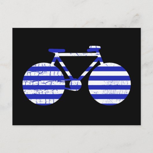 Carte Postale vélo rayé bleu et blanc (Devant)