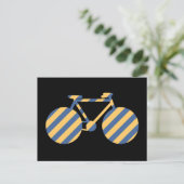 Carte Postale vélo rayé bleu et jaune (Debout devant)
