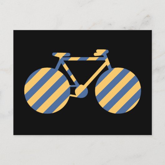 Carte Postale vélo rayé bleu et jaune (Devant)