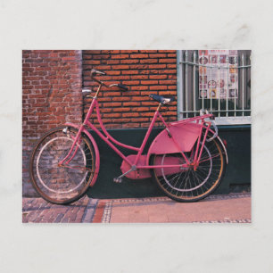 Carte Postale Vélo rose contre mur de brique