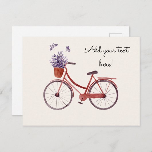 Carte Postale Vélo rouge rustique (Devant / Derrière)