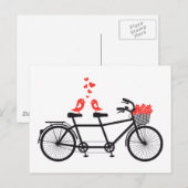 Carte Postale vélo tandem avec de mignons inséparables (Devant / Derrière)