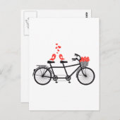 Carte Postale vélo tandem avec de mignons inséparables (Devant / Derrière)