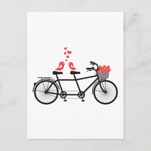 Carte Postale vélo tandem avec de mignons inséparables (Devant)
