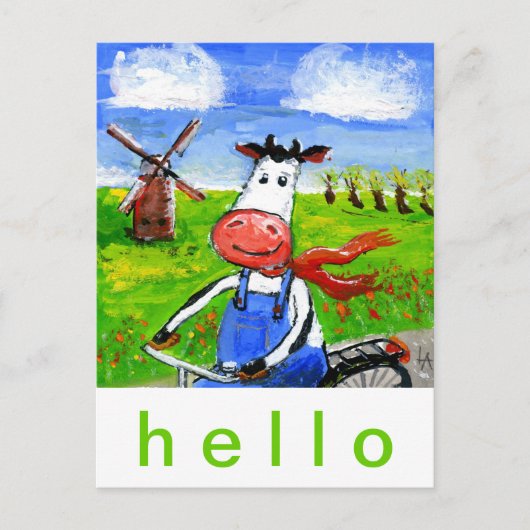 Carte Postale Vélo Vache (Devant)