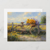 Carte Postale Vélo vintage à fleurs (Devant / Derrière)