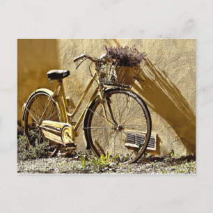 Carte Postale Vélo vintage jaune coloré