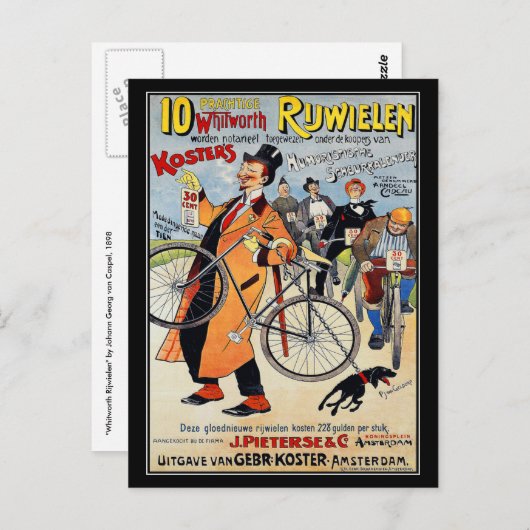 Carte postale : Vélo Vintage publicité art (Devant / Derrière)