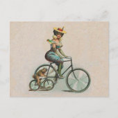 Carte Postale Vélo vintage Victorien Lady Chien (Devant)