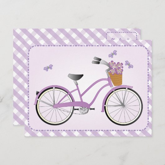 Carte Postale Vélo violet avec points (Devant / Derrière)
