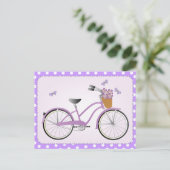 Carte Postale Vélo violet avec points (Debout devant)