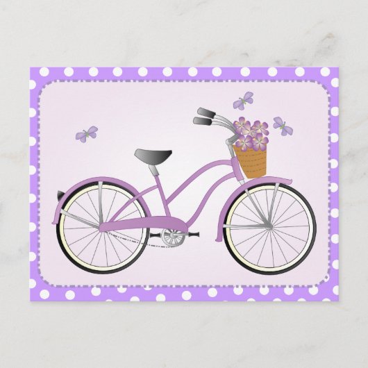Carte Postale Vélo violet avec points (Devant)