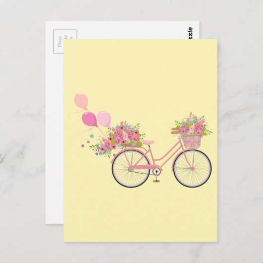 Carte Postale Vélo Whimsical Rose (Devant / Derrière)