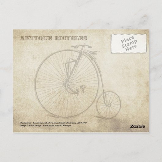 Carte Postale Vélos anciens (Vélocipedes) (Dos)