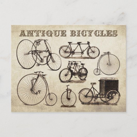 Carte Postale Vélos anciens (Vélocipedes) (Devant)