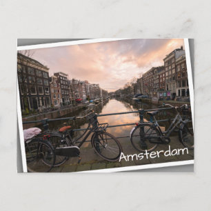 Carte Postale Vélos au coucher du soleil à Amsterdam