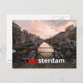 Carte Postale Vélos au coucher du soleil à Amsterdam (Devant / Derrière)