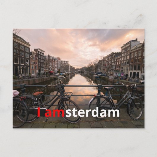 Carte Postale Vélos au coucher du soleil à Amsterdam (Devant)