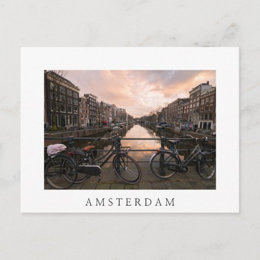 Carte Postale Vélos au coucher du soleil à Amsterdam (Devant)