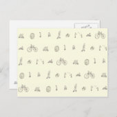 Carte Postale Vélos Drôle À Vélo Dessin D'Art (Devant / Derrière)