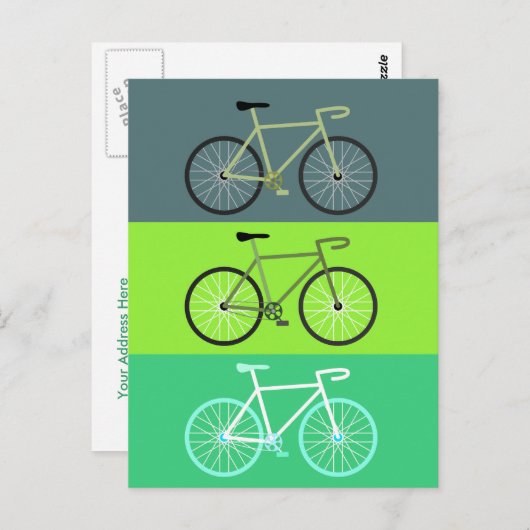 Carte Postale Vélos - Vert (Devant / Derrière)