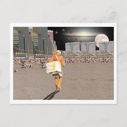 Carte Postale Vendeur de crème glacée sur la plage (Devant)