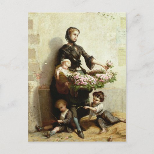 Carte Postale Vendeur de fleurs victorienne (Devant)