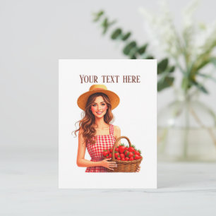 Carte Postale Vendeur de fraises fraîches mignon personnalisable