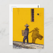 Carte Postale Vendeur De Marché À Hoi An Viêt Nam Illustration (Devant / Derrière)
