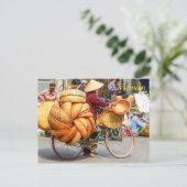 Carte Postale Vendeur de rue à bicyclette vendant de la vannerie (Debout devant)