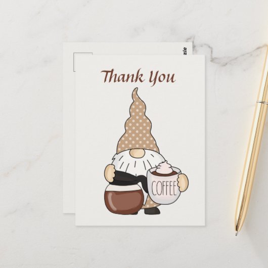 Carte Postale Vendeurs de café de lutins mignons ajoutent du tex (Devant/Arrière en situation)