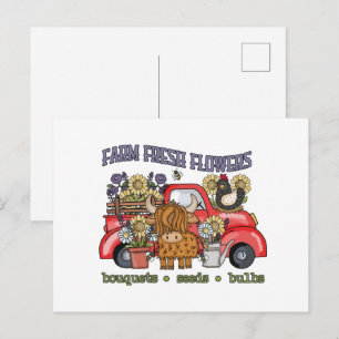 Carte Postale Vendeurs de fleurs fraîches mignons ou fleuriste
