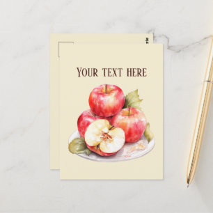 Carte Postale Vendeurs de pomme mignonnes amateurs de fruits ver