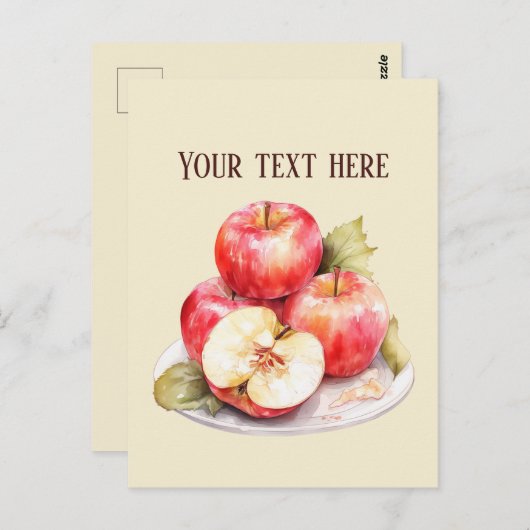 Carte Postale Vendeurs de pomme mignonnes amateurs de fruits ver (Devant / Derrière)