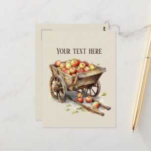Carte Postale Vendeurs de pomme mignonnes amateurs de fruits ver